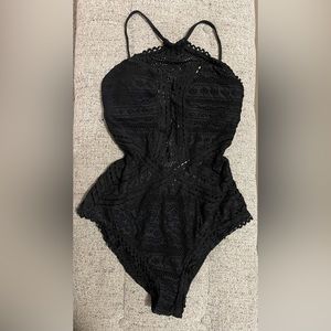 Lace black one piece swimsuit